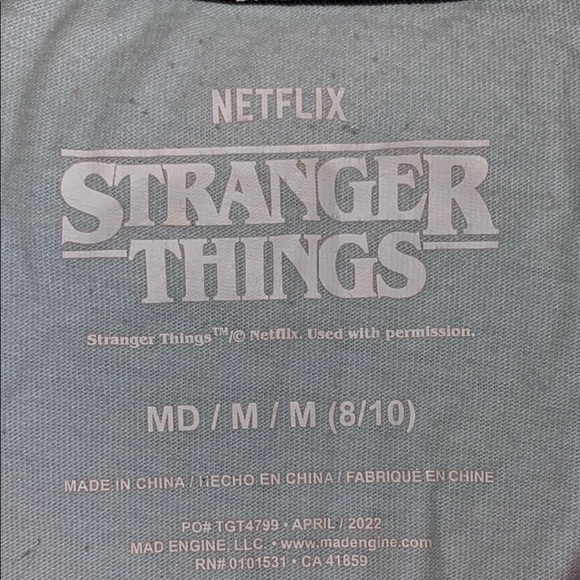 Stranger Things Short Sleeve Tee by Netflix jersey style blue red size M 8-10 - Picture 4 of 8